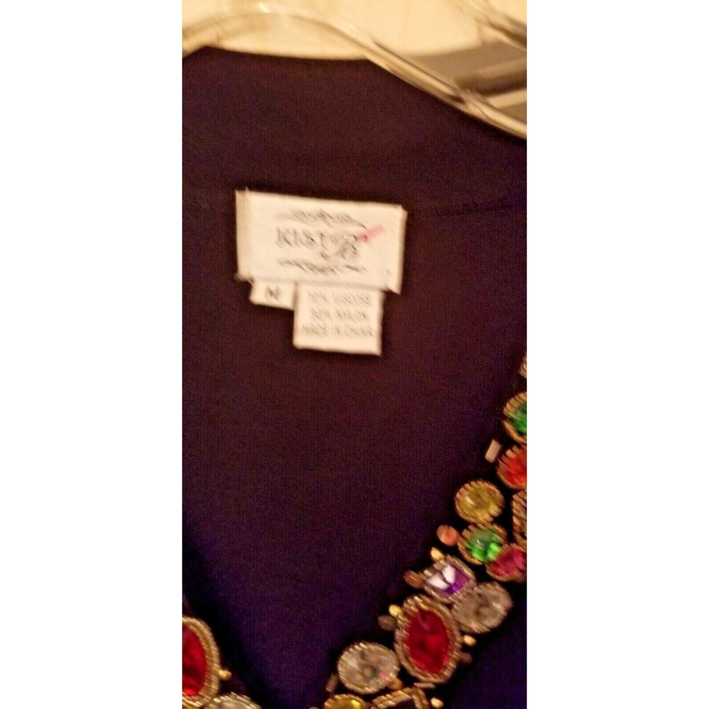 Jeweled Beaded Knit Top Women's Boutique CHIC Unique Event Elegant Medium - Picture 5 of 6